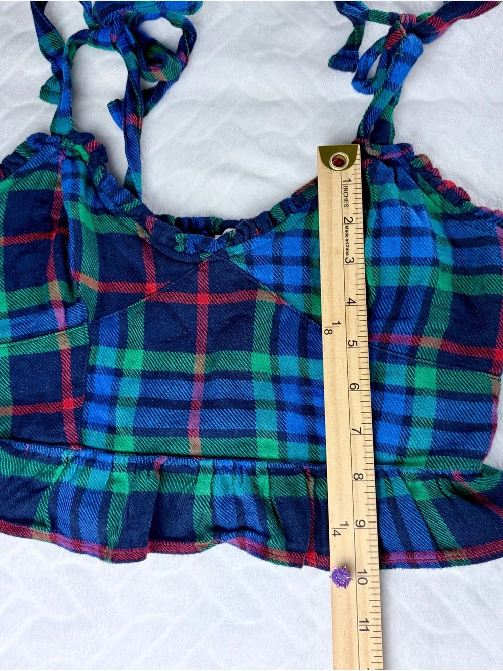 Aerie Plaid Flannel 2 Piece Lounge Set Size XS Ruffle Tank and Boxers Coquette